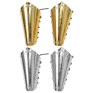 2Pcs Men Leather Hand Wrist Guard Arm Bracers Retro Punk Costume Accessory AU - Picture 1 of 16