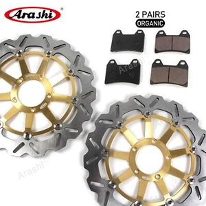 Rotor de disco de freno delantero dorado + pastillas de freno orgánicas para Ducati 848 2008 2009 2010 - Imagen 1 de 10