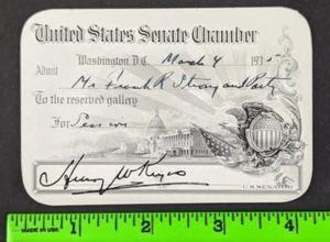 Vintage 1934 United States Senate Chamber Signed Card New Hampshire Henry Keyes - Bild 1 von 2