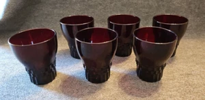 Set of 6 Vintage Anchor Hocking Windsor Royal Ruby Red 8-oz Drinking Glasses - Picture 1 of 4
