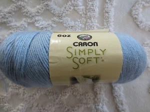 6 oz. Caron SIMPLY SOFT 100% Acrylic #9709 LT. COUNTRY BLUE 4-Ply YARN - Picture 1 of 8
