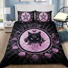 Black Cat And Moon Phase Purple Quilt Duvet Cover Set King Soft Bedclothes
