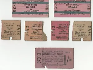 7 VERSCHIEDENE TICKETS C1956 VON DER TALYLLYN SCHMALSPURBAHN - Bild 1 von 1