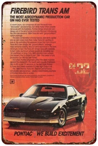 Pontiac Firebird Trans AM 1984 reproducción vintage letrero de metal 8 x 12 - Imagen 1 de 1