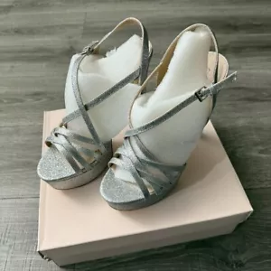 Chinese Laundry Teaser silber Glitzer 6" Riemchen Tanz Plateau Heels Größe 9,5 - Bild 1 von 7