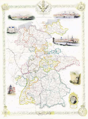 1850 Original Antique Map GERMANY Dresden Cologne by Tallis (TM4-18) - Image 1 of 2