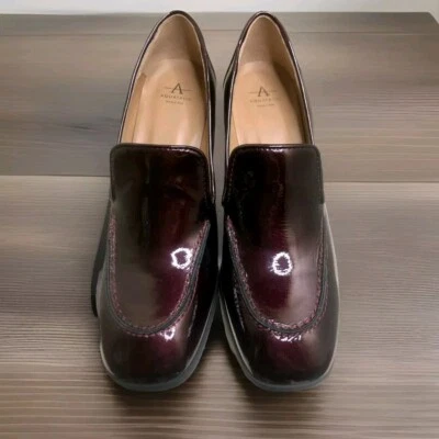 Zapatos de salón AQUATALIA Michelle mocasines de charol borgoña para mujer talla 9,5 Foto 1 de 4