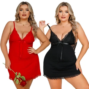 Plus Size Sexy Lingerie Dress Cotton Soft Nightgown Chemise Babydoll Sleepwear - Picture 1 of 22