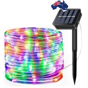 Solar Rope Lights Outdoor Waterproof LED PVC Tube Blue Fairy String Light Garden - Picture 1 of 18