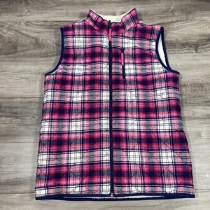 Vineyard Vines Girls Reversible Sherpa Shep Vest Pink Plaid Size XL (16) VGUC - Picture 1 of 9