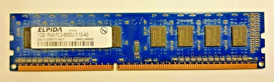 1GB ELPIDA EBJ10UE8BDF0-AE-F DDR3-1066 RAM PC3-8500U-7-10-A0 CL7 240 PIN MEMORY - Image 1 of 1