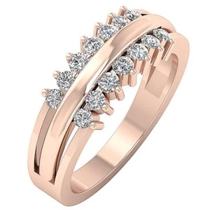 Lab Grown Diamond VVS F 0.65 Ct Anniversary Wedding Ring 14K Rose Gold Appraisal - Picture 1 of 8