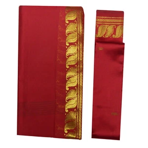 Brokat Sari rot PORTOFREI Goldbrokat Blusenstoff Bindi Ohrhänger Kleidung Indien - Bild 1 von 3