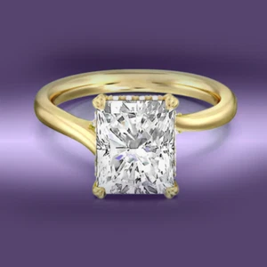18k Yellow Gold Wedding Ring Diamond Lab Grown Radiant 2.4 Carat IGI Certified - Picture 1 of 10