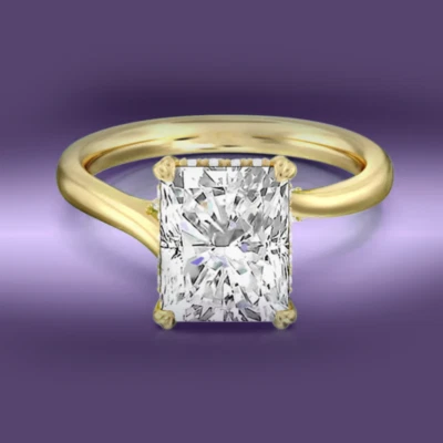 18k Yellow Gold Wedding Ring Diamond Lab Grown Radiant 2.4 Carat IGI Certified - Image 1 of 4