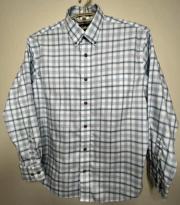 Cabela's men’s button down long sleeve dress shirt, light blue plaid, sz Large - Picture 1 of 8