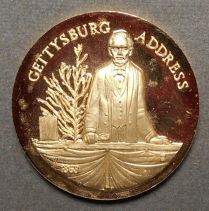 Gettysburg Address (Abraham Lincoln) (Eagle, 9 Lines Of Facts). 24K gold elec - Picture 1 of 2