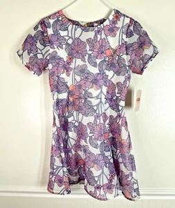 GB Girls Spring Summer Dress Lavender Floral Overlay Lined Big Girls Size 14 - Picture 1 of 5
