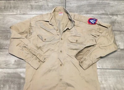 Camisa Caqui Sanforizada Sarga Ejército EE. UU. Ejército Reeves Tipo 1 Talla 15.5 L De Colección Años 40 Foto 1 de 4