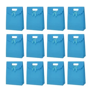 Bolsa de regalo de 12 piezas de 6,5 x 2,4 x 5 pulgadas con asas de cinta de lazo azul claro - Imagen 1 de 7