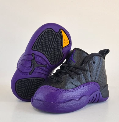 Zapato de bebé Air Jordan 12 Retro LAKERS para niños pequeños talla 4c PÚRPURA CAMPO negro 850000-057 Foto 1 de 4