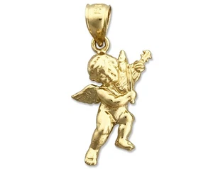 Ángel querubín oro 14K con dije de violín - Imagen 1 de 6