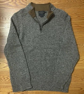 Mens Pendleton Washable Wool 100% Shetland Wool Knit Quarter-Zip Sweater Beige M - Image 1 of 4