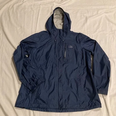 L.L. BEAN Trail Model RAIN JACKET Womens ( SIZE XL ) NAVY Hooded PACKABLE - Image 1 of 4