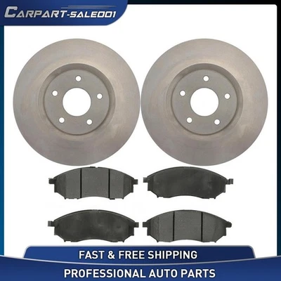 Front Disc Brake Rotors Ceramic Brake Pads fits 2010 2011 2012 Renault Koleos - Image 1 of 4