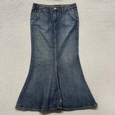 Vtg Lucky Brand Denim Skirt Womens 12 / 31 Blue Flared Maxi 90's Y2K Mom USA - Image 1 of 4