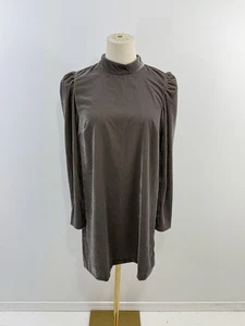 Neu mit Etikett Gap recycelter Samt Puffärmel Minikleid Gr. Small Plymouth Rock braun $ 90 - Bild 1 von 6