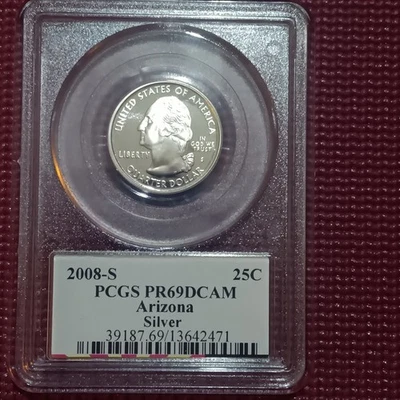 2008-S 25C State Quarter Arizona PCGS PR69 DCAM 90% Silver - Image 1 of 2