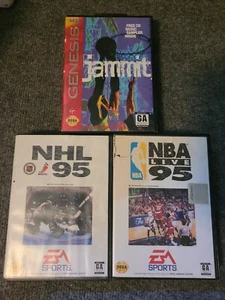 Sega & Sega Genesis Lot Of 3 Games Tested NBA Live 95, NHL 95 & Jammit - Picture 1 of 5