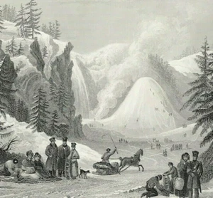 Montmorency Falls & Cone Near Quebec engraved print after W Purser 1844 - Picture 1 of 3