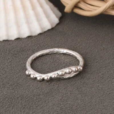 Dotted Wave Design Solid 925 Sterling Silver Textured Ethnic Ring Gift For Her - Image 1 of 4