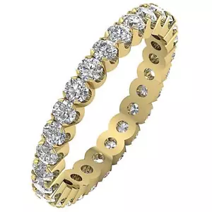 Lab Grown Round Diamond VS F 0.90 Ct Eternity Anniversary Ring 14K Yellow Gold - Picture 1 of 8