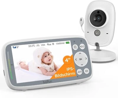 Boifun Babyphone Kabellos mit Kamera und 4 Zoll LCD VOX Temperaturüberwachung