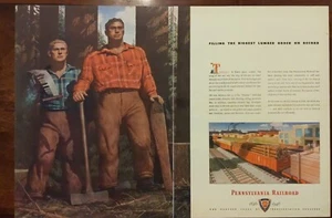 1946 vintage Pennsylvania railroad print ad, filling the biggest lumber order - Imagen 1 de 1