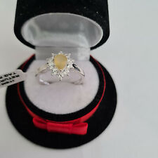 Stunning Canary Opal & Cambodian Zircon Ring in Sterling Silver