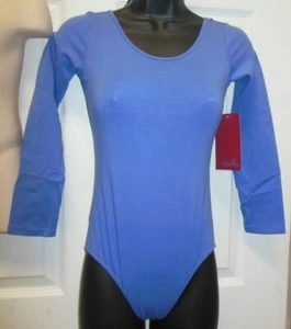 MIRELLA CLASSIC long sleeve DANCE LEOTARD COT/LYC CHLD sizes Periwinkle blue - Picture 1 of 4