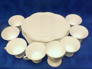 Indiana Colony white milk glass harvest grape cup and plate set of 7 plus bonus - Picture 1 of 9