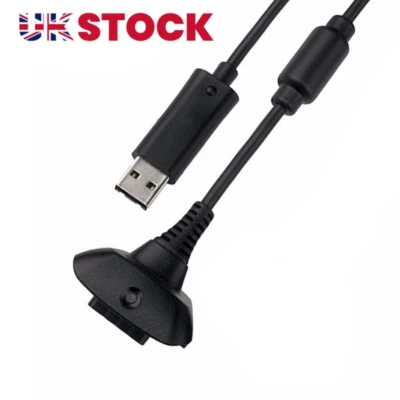 USB Charger Cable for Microsoft Xbox 360 Wireless Gamepad Controller 1.5m Black - Image 1 of 4