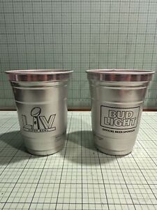 Set of 2 Super Bowl LV 55 Ball Aluminum Beer cups Bud Light TAMPA BAY BUCCANEERS