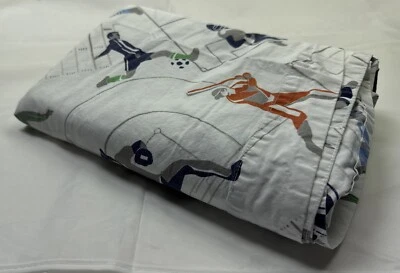 "Sábana plana de béisbol Pottery Barn Kids deportiva individual doble 100 % algodón 64x94""" Foto 1 de 4