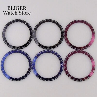 38mm*30.6mm Slope Watch Bezel Insert for 40mm NH35 NH36 NH34 Mens Watch Blue Red - Image 1 of 4