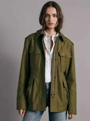 NEW Rag & Bone LORENZ COTTON MILITARY JACKET in Army Green XSmall - Image 1 of 4