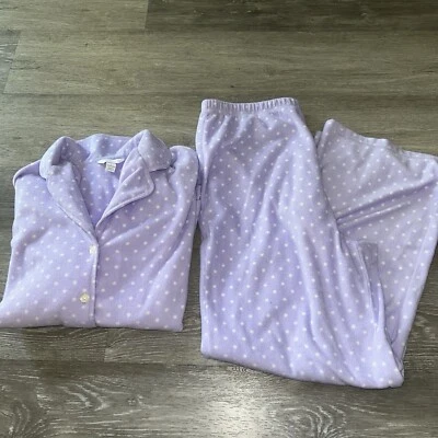 Conjunto de pijama polar Charter Club Intimates para mujer L púrpura con puntos abotonados Foto 1 de 4
