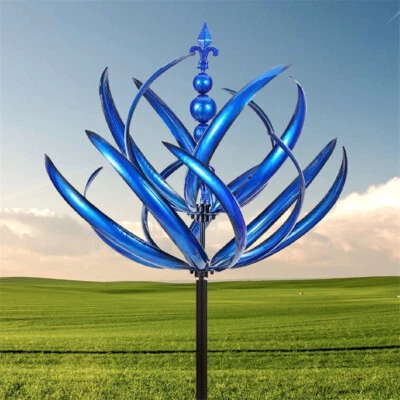 Wind Spinner Blue Kinetic Sculptures Windmill For Outdoor Garden Decor Gift - Image 1 of 4