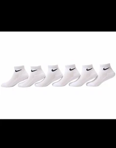 Nike Toddler Kid's Ankle Socks 6-Pairs Cushioned White Sz: 4-5 Fits 7C-10C *2PAK - Picture 1 of 4
