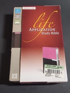 NIV LIFE APPLICATION STUDY BIBLE Personal SZ Pink/Brown Leather 2012 Red Letter - Picture 1 of 6
